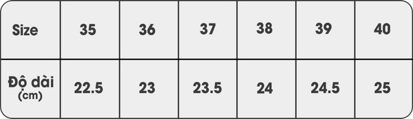 Bảng Chọn Size Giày Slingback AA0479