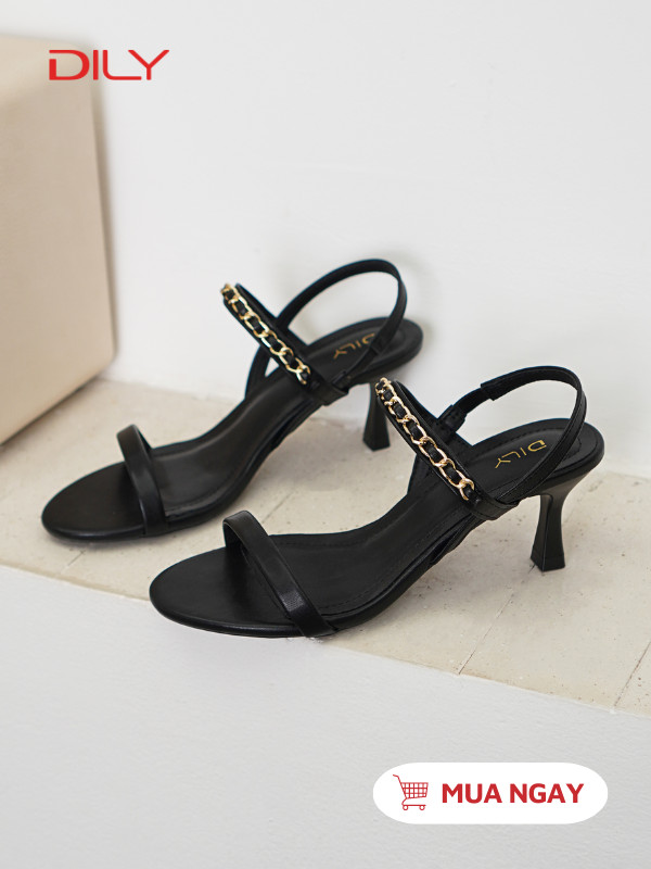 Sandal cao gót quai mảnh phối xích sang trọng DL0519 - DILY