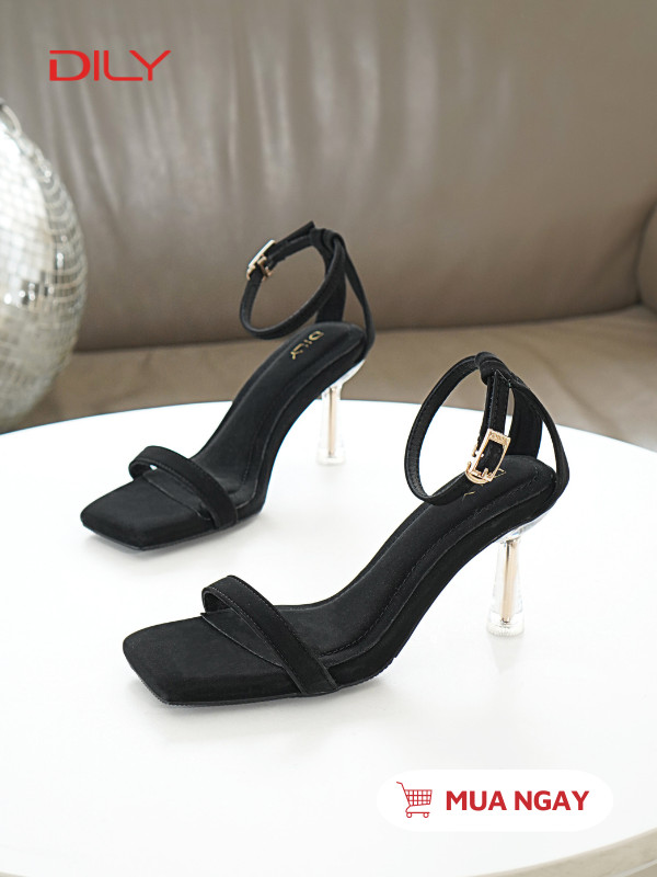 Sandal quai mảnh gót trong suốt ánh vàng sang trọng DL0526 - DILY