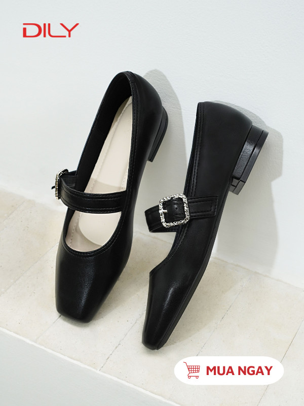 Giày búp bê mũi vuông phối khóa sang trọng DL0563 - DILY