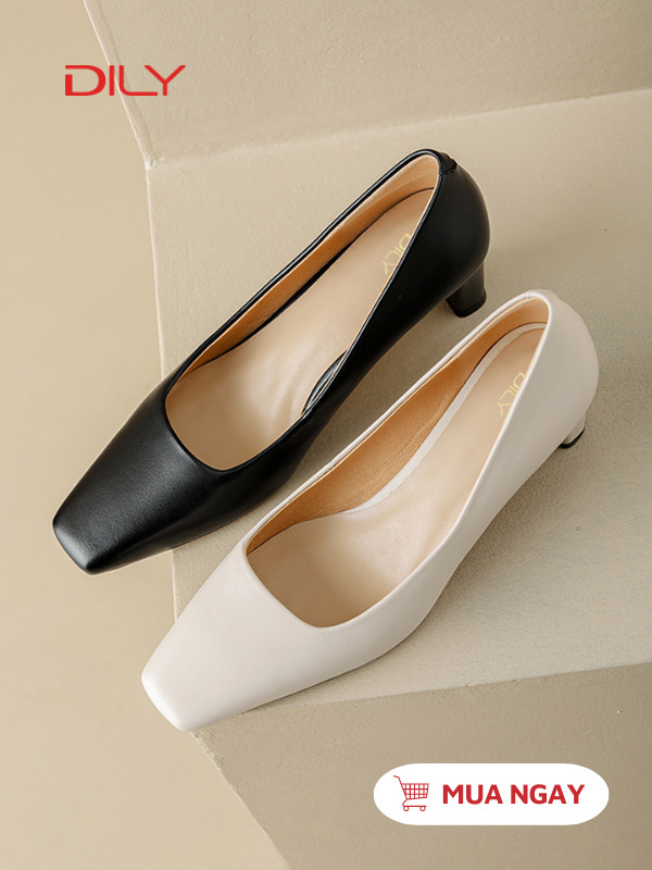 Giày cao gót basic gót vuông cao 6cm AA0354 - DILY