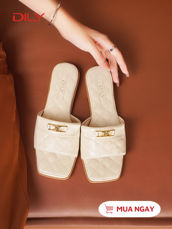 Dép bệt mũi vuông thiết kế chỉ nổi sang trọng DL0528 - DILY