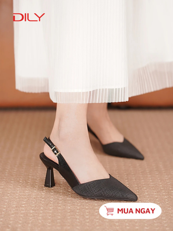 Giày slingback cao gót phối da thời thượng AA0479 - DILY