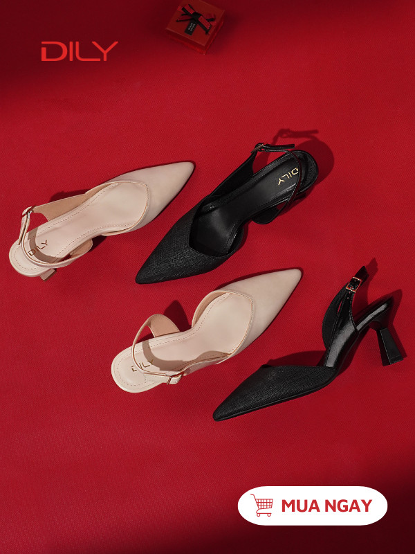 Giày slingback mũi nhọn phối da cao cấp AA0479 - DILY