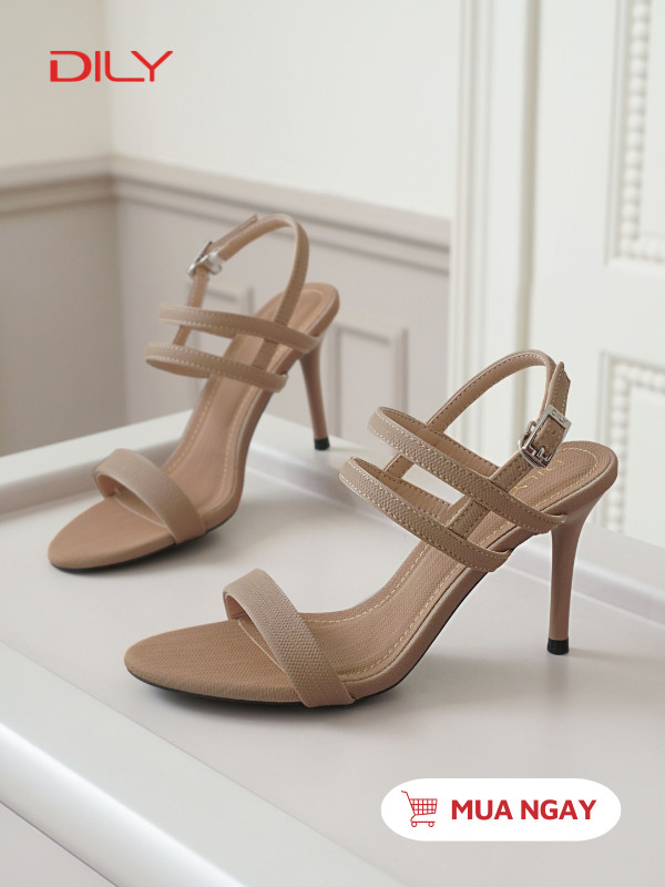 Sandal cao gót quai mảnh chất da vân sang trọng DL0572 - DILY