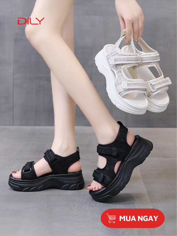 Giày xăng đan đế cao vải canvas năng động AG0051 - DILY