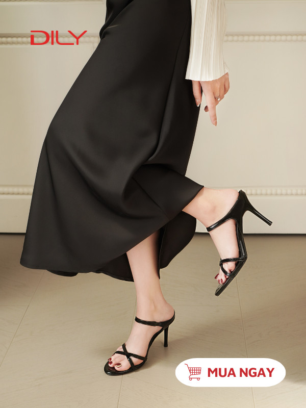 Dép guốc gót nhọn quai ngang mảnh đan chéo trendy DL0523 - DILY