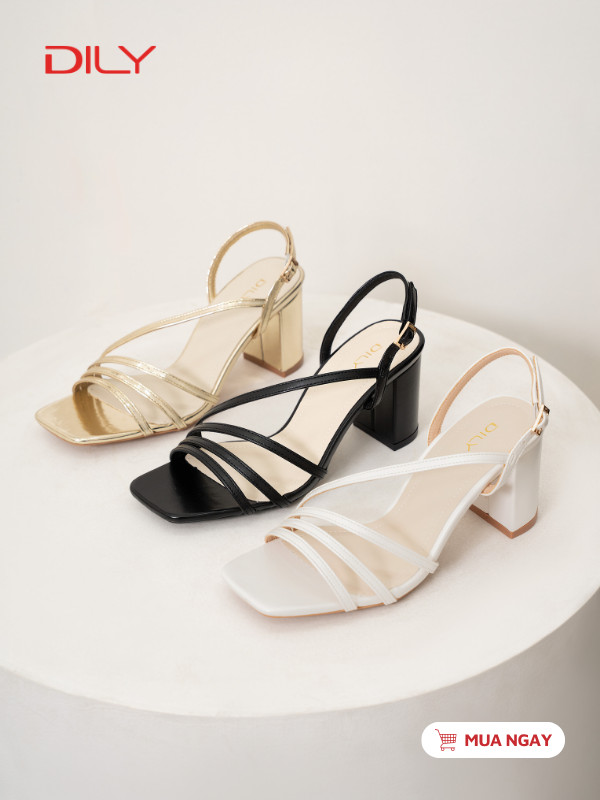 Sandal quai mảnh gót vuông 7P tôn dáng DL0686 - DILY