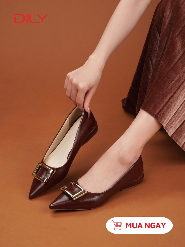 Giày búp bê mũi nhọn khóa chữ C sang trọng AA0489 - DILY