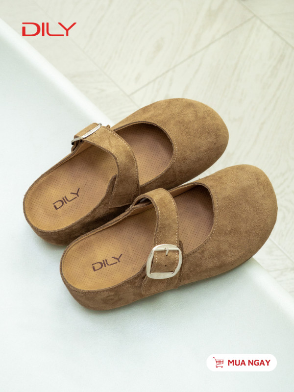 Dép sục da lộn thiết kế mũi tròn trẻ trung AG0180 - DILY