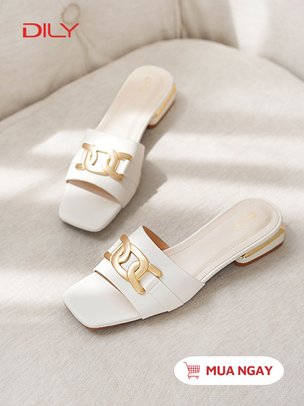 Dép mũi vuông gắn khóa sang trọng AA0409 - DILY