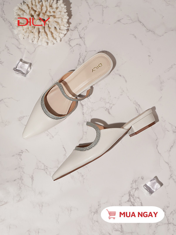 Guốc sục mũi nhọn quai kim tuyến sang trọng AA0490 - DILY