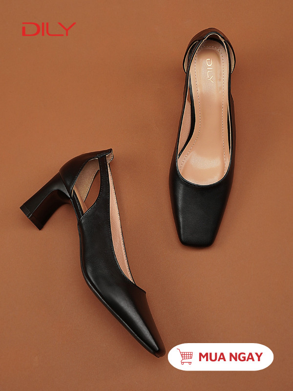 Giày cao gót nữ thiết kế cut-out gót vuông sang trọng cao 6cm AA0457 - DILY