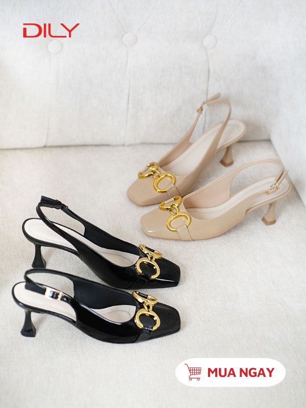 Slingback mũi vuông đính khóa thời trang DL0561 - DILY