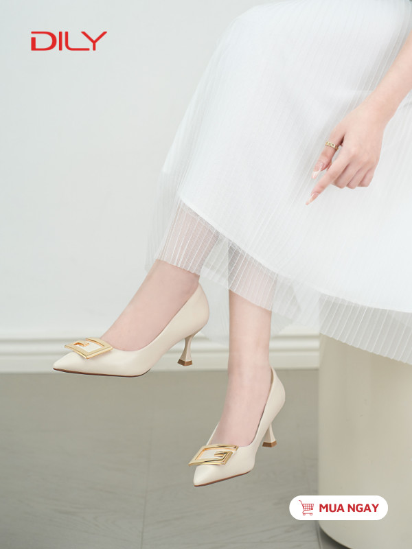 Giày cao gót mũi nhọn phối khóa chữ G sang trọng DL0552 - DILY