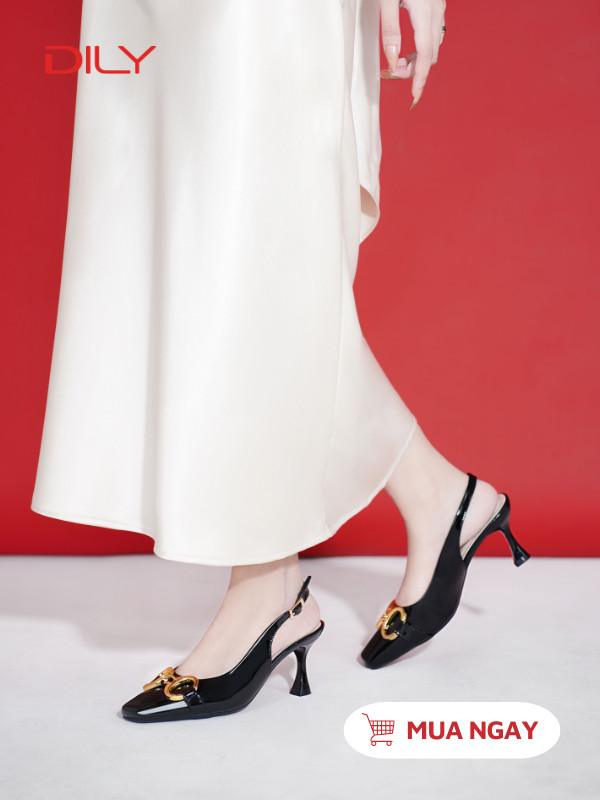 Slingback mũi vuông đính khóa thời trang DL0561 - DILY