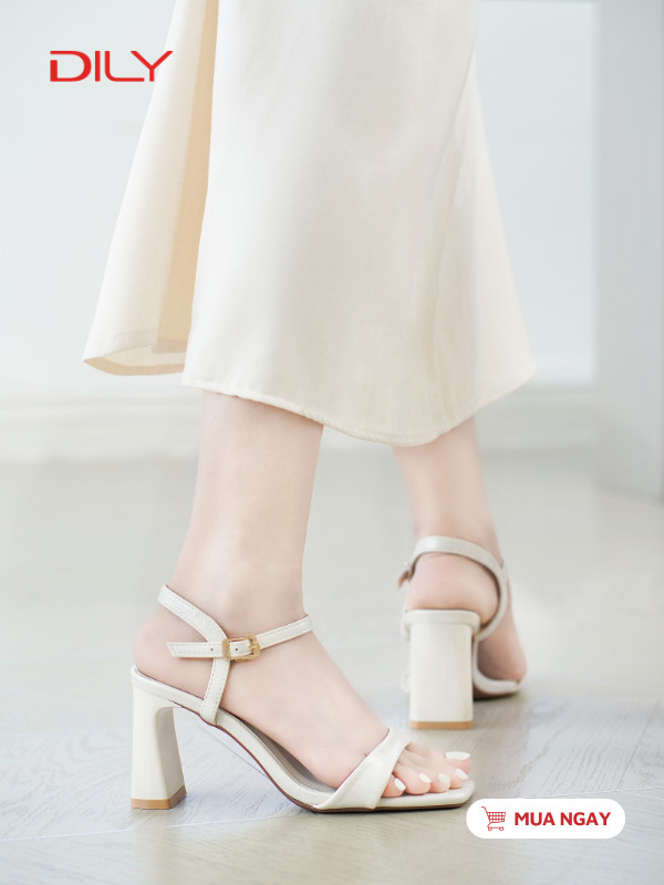Sandal cao gót tối giản, da vân sang trọng DL0599 - DILY