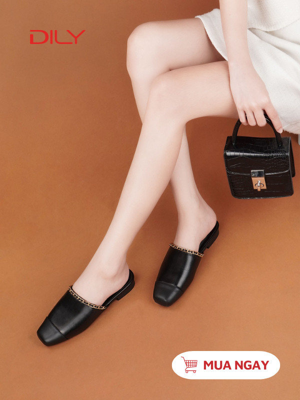 Mules phối màu khóa xích trendy AA0483 - DILY
