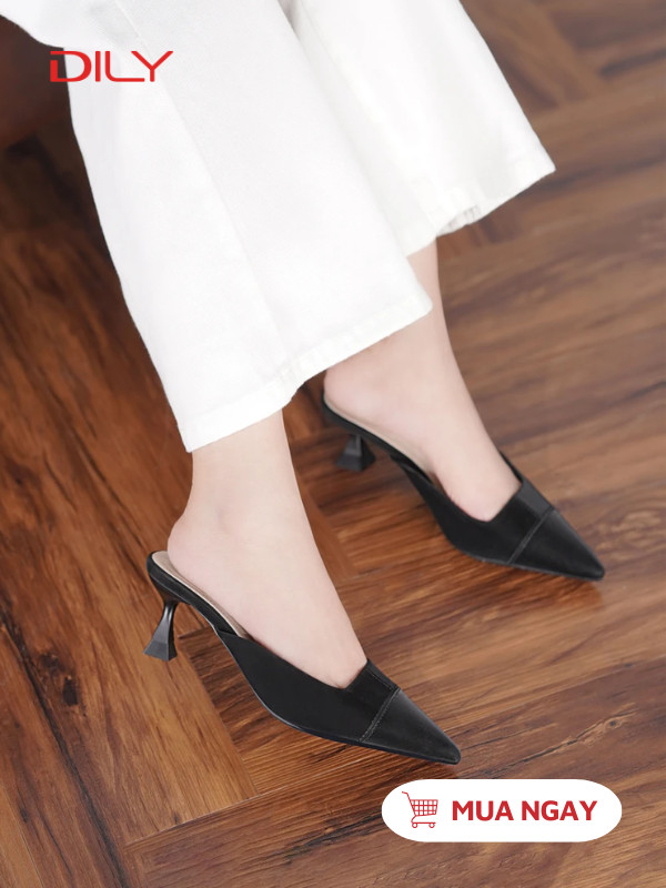 Guốc sục mũi nhọn trẻ trung tôn chân, gót nhọn cao 5.5cm AA0500 - DILY