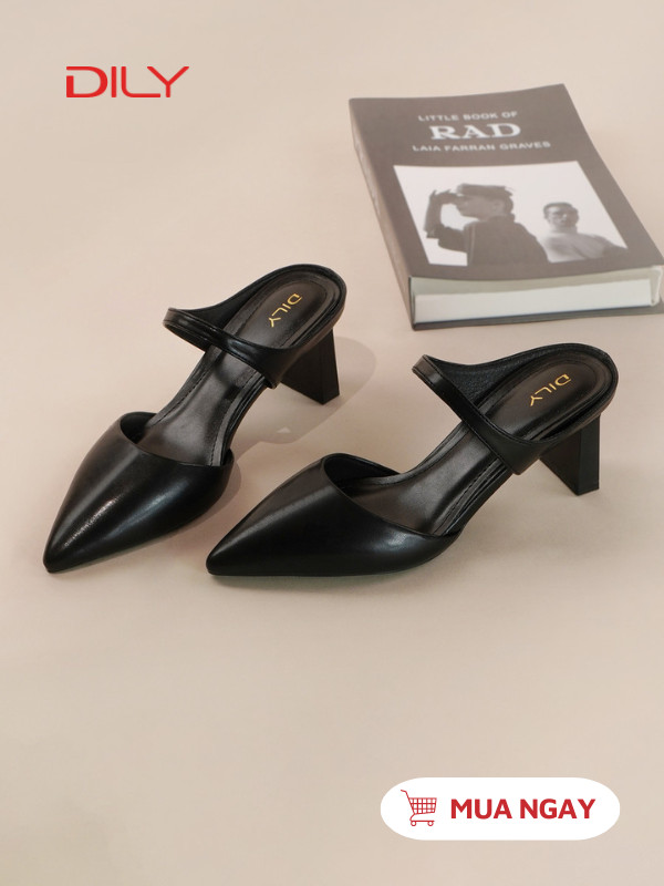 Mules mũi nhọn gót vuông chắc chân AA0454 - DILY