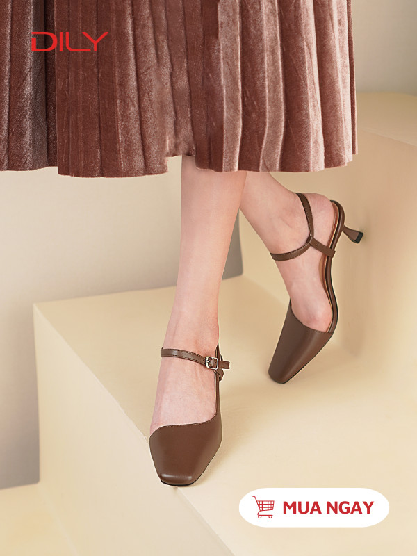Giày cao gót mũi vuông trendy phối quai thanh lịch AA0506 - DILY