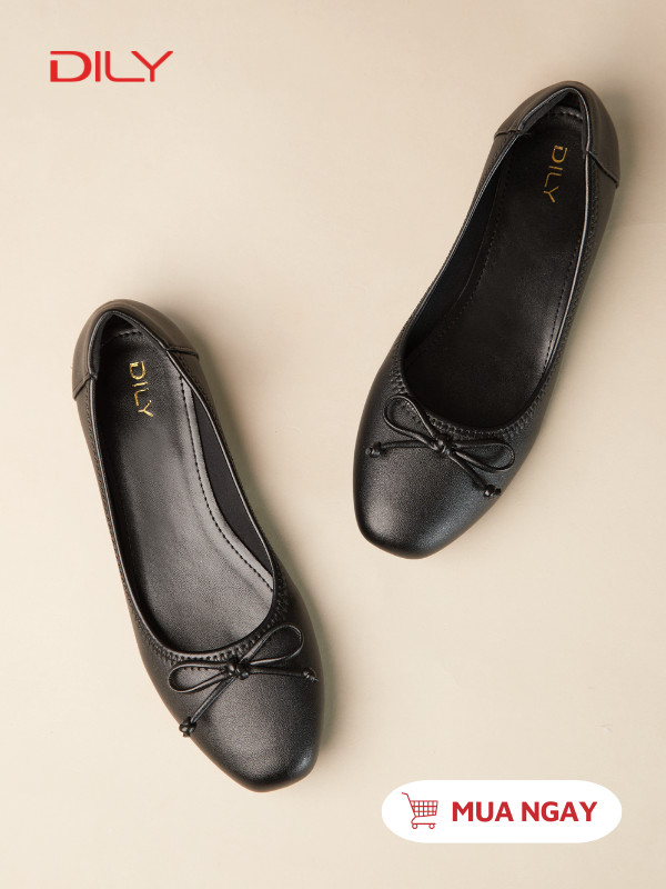 Giày búp bê mũi phối nơ xinh xắn AA0427 - DILY