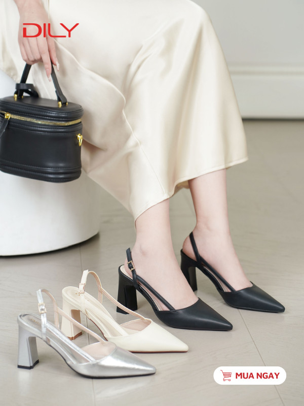 Cao gót mũi nhọn phối quai mảnh tôn chân DL0551 - DILY
