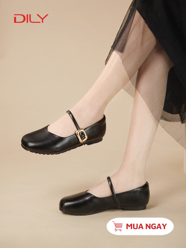 Giày búp bê mũi tròn phối quai eo xinh xắn AA0438 - DILY