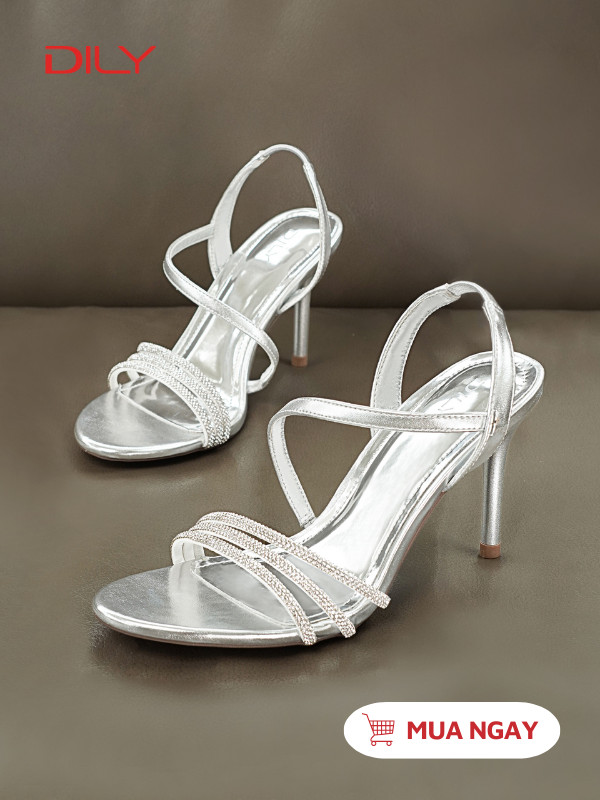 Sandal cao gót quai mảnh đính đá sang trọng DL0550 - DILY
