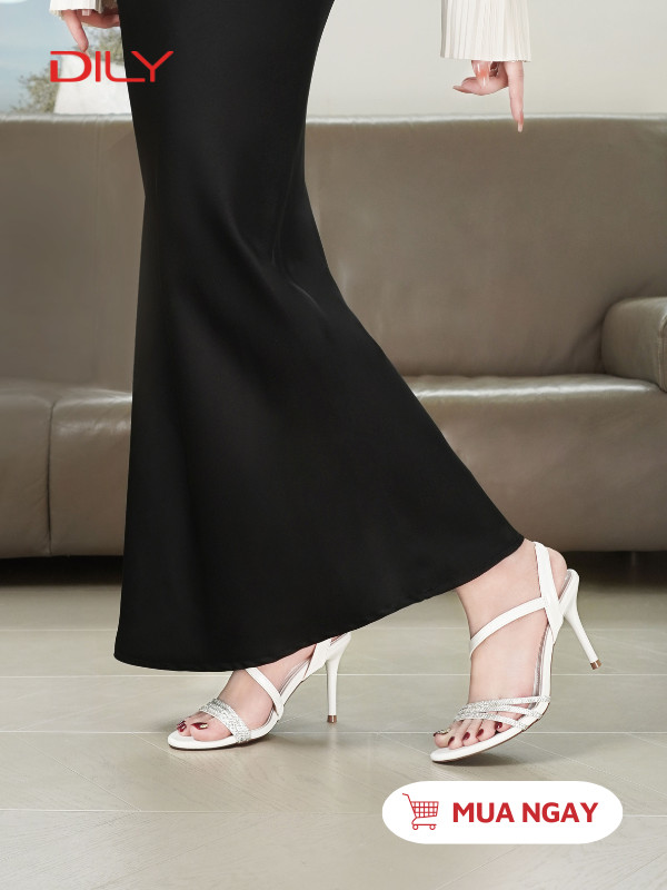 Giày cao gót đính đá quai mảnh thời thượng DL0550 - DILY
