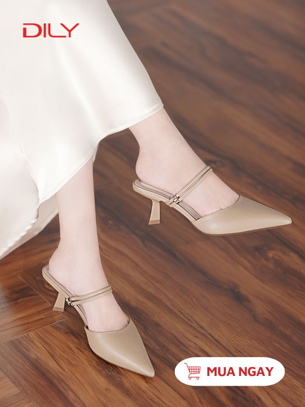 Guốc sục thiết kế mũi nhọn, quai mảnh tôn chân cao 6cm DL0556 - DILY