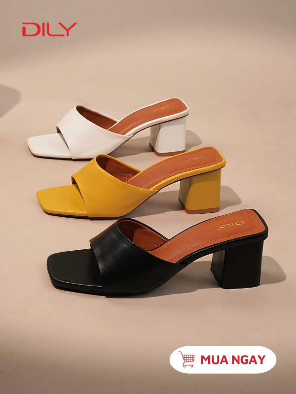 Guốc nữ mũi vuông quai ngang cơ bản AA0325 - DILY