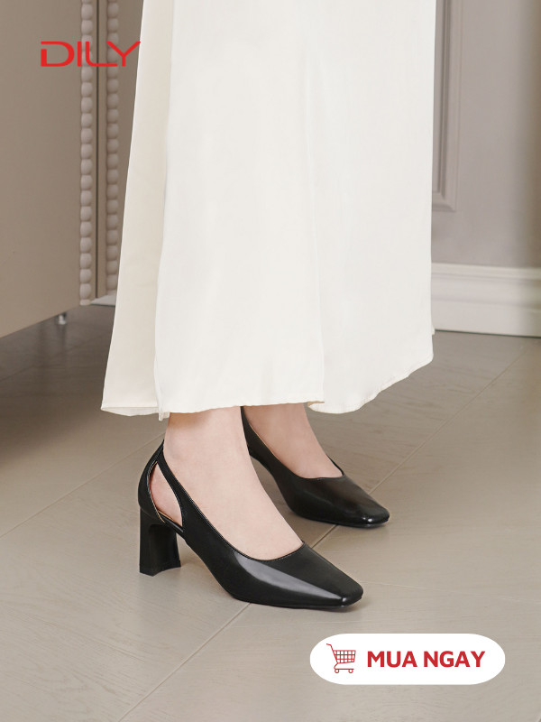 Giày cao gót mũi vuông cut-out thời thượng AA0457 - DILY