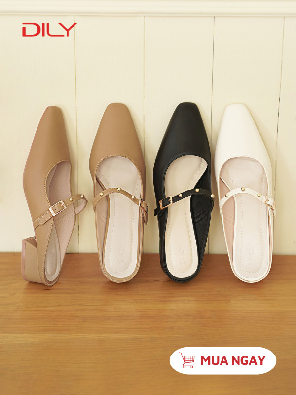 Guốc sục mũi vuông quai đính đá thanh lịch DL0588 - DILY