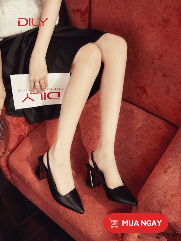 Slingback cao gót mũi nhọn sang trọng, hack dáng AA0375 - DILY