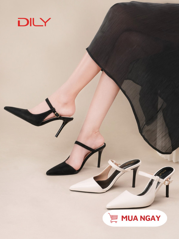 Guốc cao gót mũi nhọn thiết kế cut-out thời thượng AA0436 - DILY