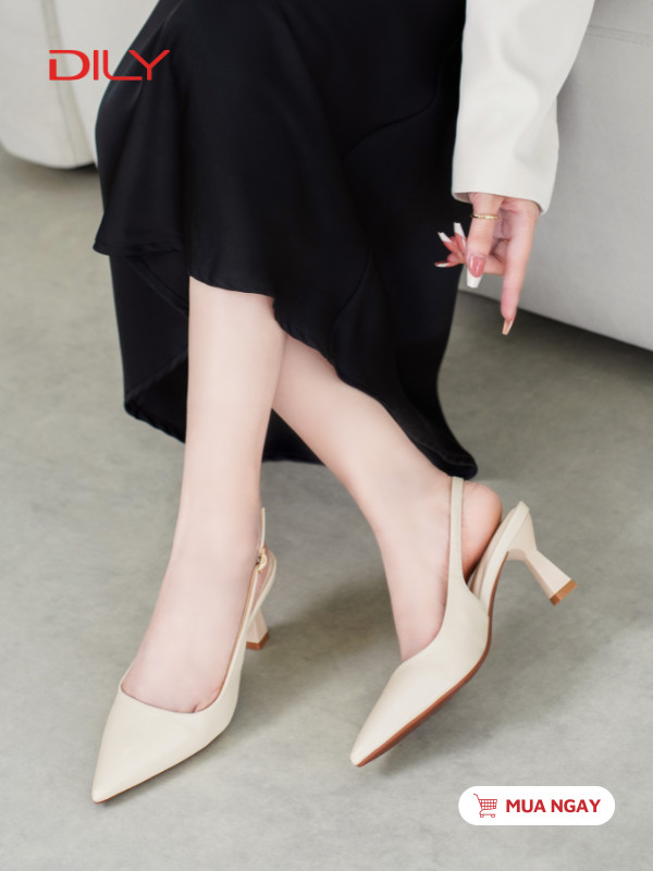 Slingback mũi nhọn, thiết kế tối giản thanh lịch DL0612 - DILY