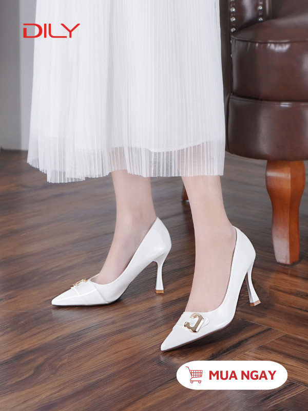 Giày cao gót mũi nhọn phối khóa chữ C sang trọng DL0545 - DILY