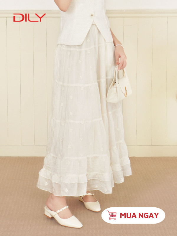 Guốc sục quai mảnh đính đá sang trọng, gót vuông cao 3cm DL0588 - DILY