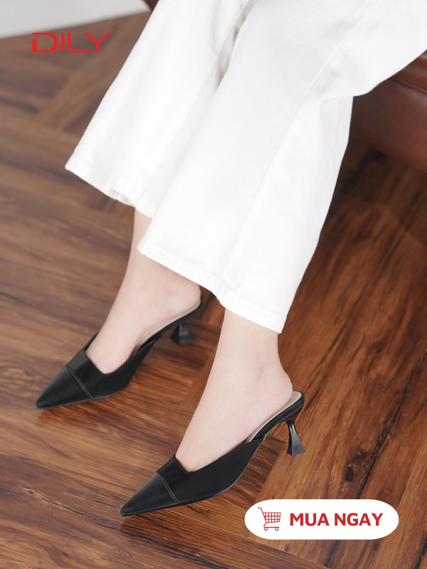Guốc mũi nhọn trẻ trung tôn chân, gót nhọn cao 5.5cm AA0500 - DILY