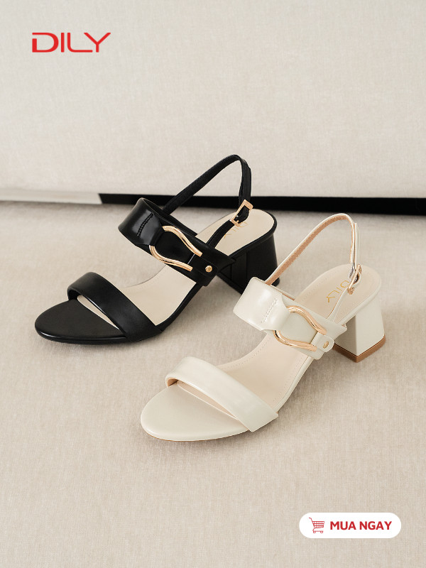 Sandal cao gót quai ngang phối khóa sang trọng DL0667 - DILY