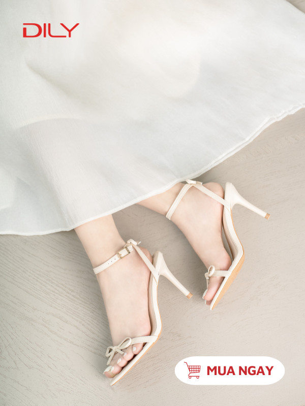 Sandal cao gót quai mảnh phối nơ thanh lịch DL0606 - DILY