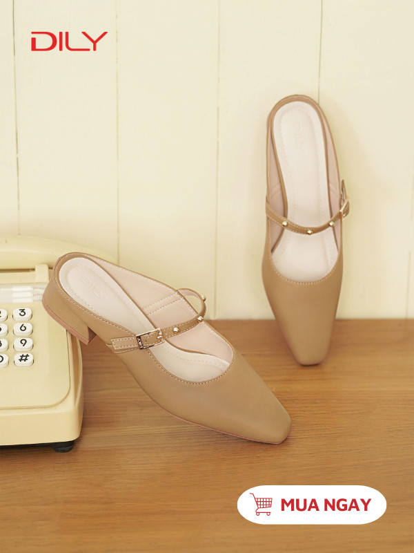 Guốc sục mũi vuông quai đính đá thanh lịch DL0588 - DILY
