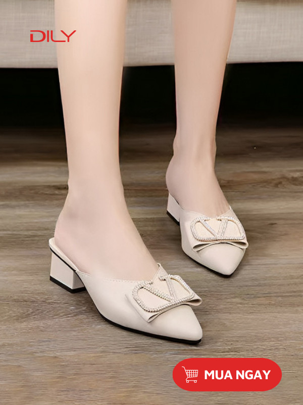 Dép guốc nữ đẹp đế vuông đính khóa kim loại sang trọng AA0402 - DILY