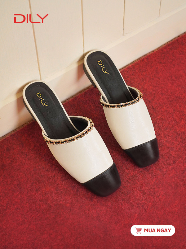 Dép sục mũi vuông phối quai xích sang trọng AA0483 - DILY