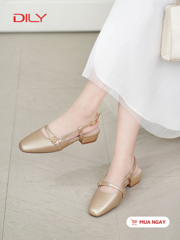 Giày búp bê mũi vuông quai đính hoa sang trọng DL0570 - DILY