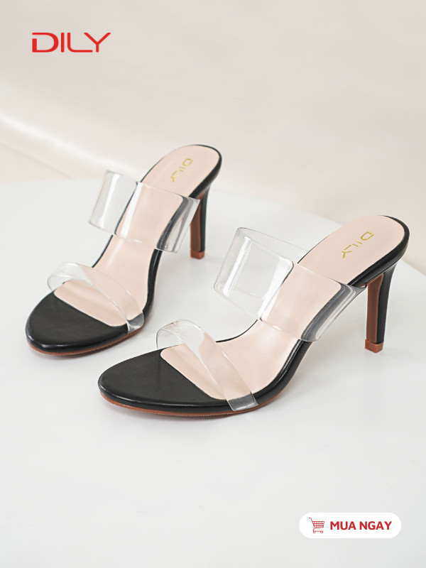 Guốc đế nhọn 8cm quai trong suốt sang trọng AA0384 - DILY