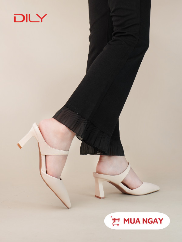 Guốc sục quai ngang tôn chân, mũi nhọn sang trọng cao 6cm AA0454 - DILY