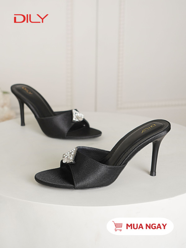 Guốc mũi tròn quai đính đá sang trọng DL0542 - DILY