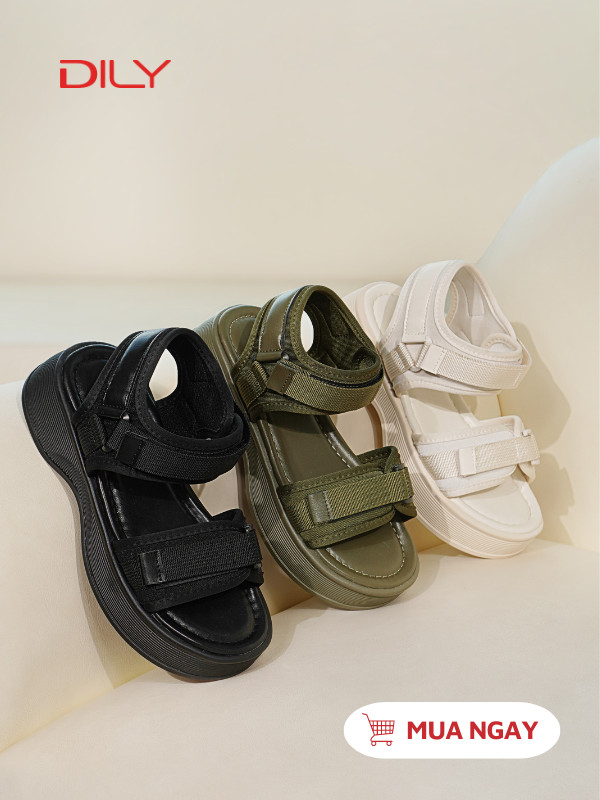 Sandal đế cao quai ngang tối giản AG0158 - DILY